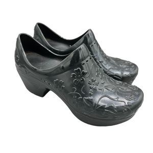 DANSKO | Slip resistant floral pixie black clogs women’s 36 professional rubber